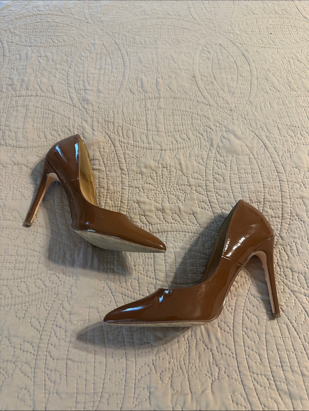 Steve Madden Glossy Brown Patent Pointed-Toe Stiletto Pumps